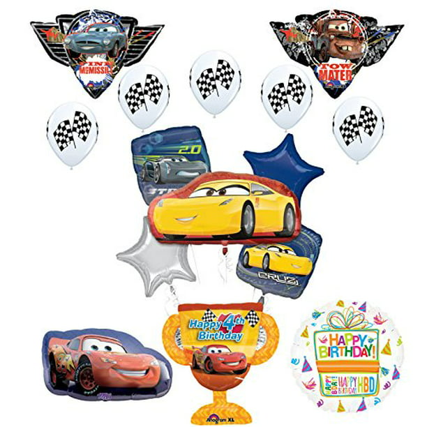 Cars Lightning McQueen 1st Birthday Party Supplies Sing A Tune Balloon Bouquet Decorations 